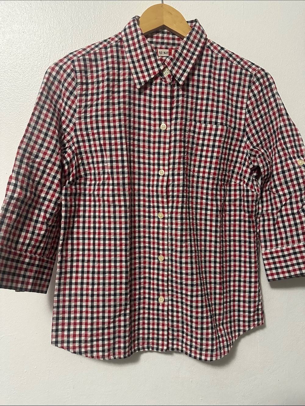 Old Navy Boys Plaid Button-Down Shirt - Red, Black & White